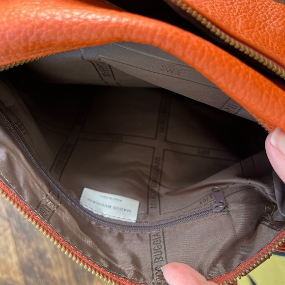 Marco Buggiani orange & brown pebble leather handbag purse satchel - Picture 6 of 15